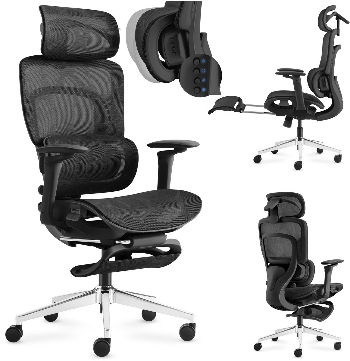 Mark Adler Visioner 8.3 – ergonomische bureaustoel – met massagefunctie – mesh-stof – zwart