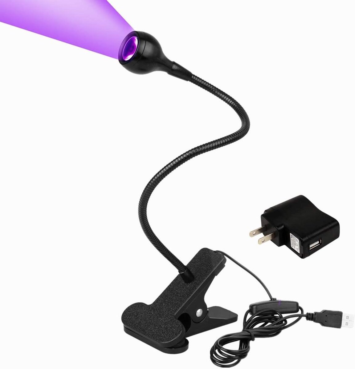 UV Blacklight Lamp - Zwanenhals UV Lamp - Satijn Herkennen - Flexibele Zwanenhals - 3 Watt - Zwart