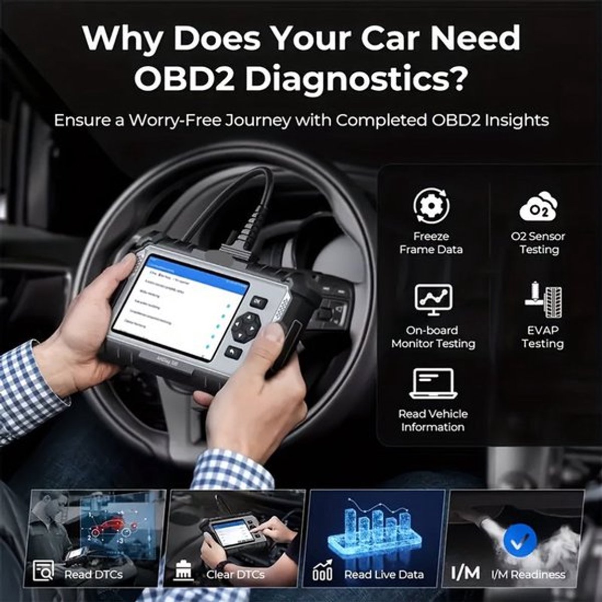 OBD2 Diagnose Scanner – Auto Diagnosetool – Foutcode Lezer – Wi-Fi Scanner – USB Oplaadbaar – Live Data Monitor – Auto VIN Scan