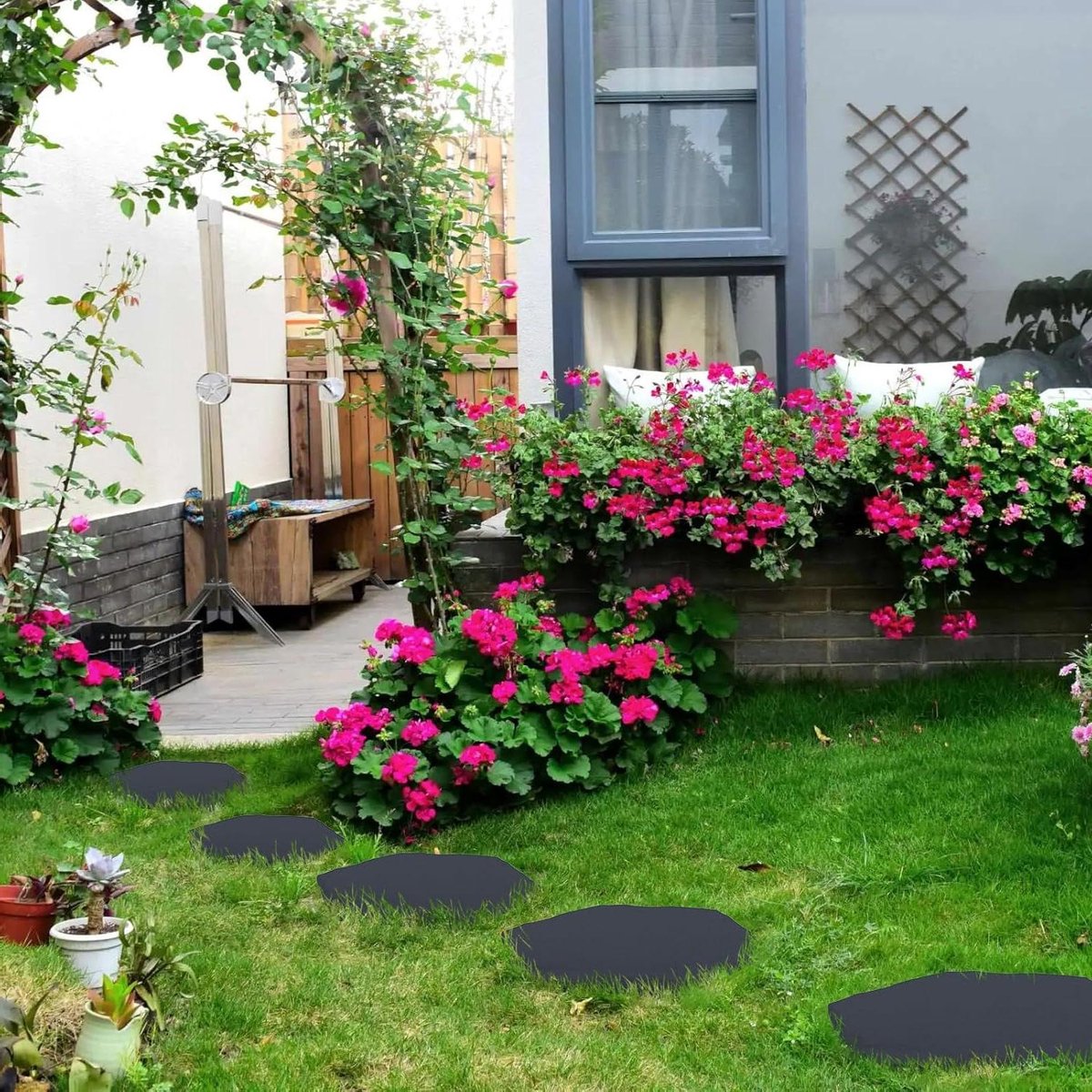 Stapstenen Tuin - Decoratieve Tegels - Buiten Paden Aanleggen - Inclusief Grondpennen - 39x40cm - Zeshoek