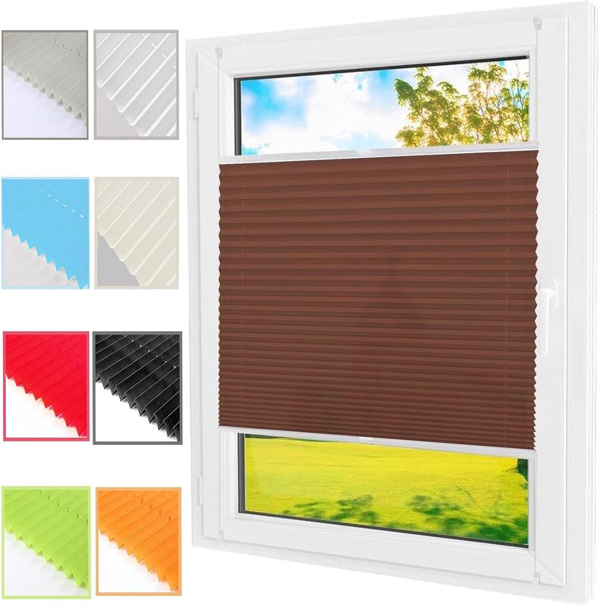Geplooide jaloezieën - Raambekleding - Privacy creëren - Montage zonder boren - 105x160 cm