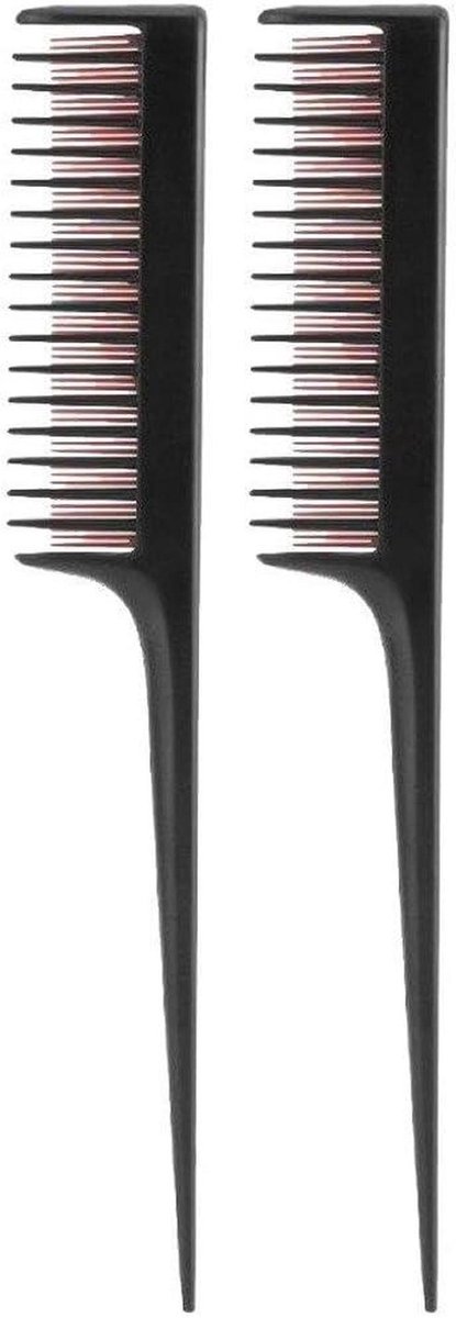 Haar Styling Kam - Volume Kam - Volume Creëren - 3-rij Tanden - 2 stuks - Zwart