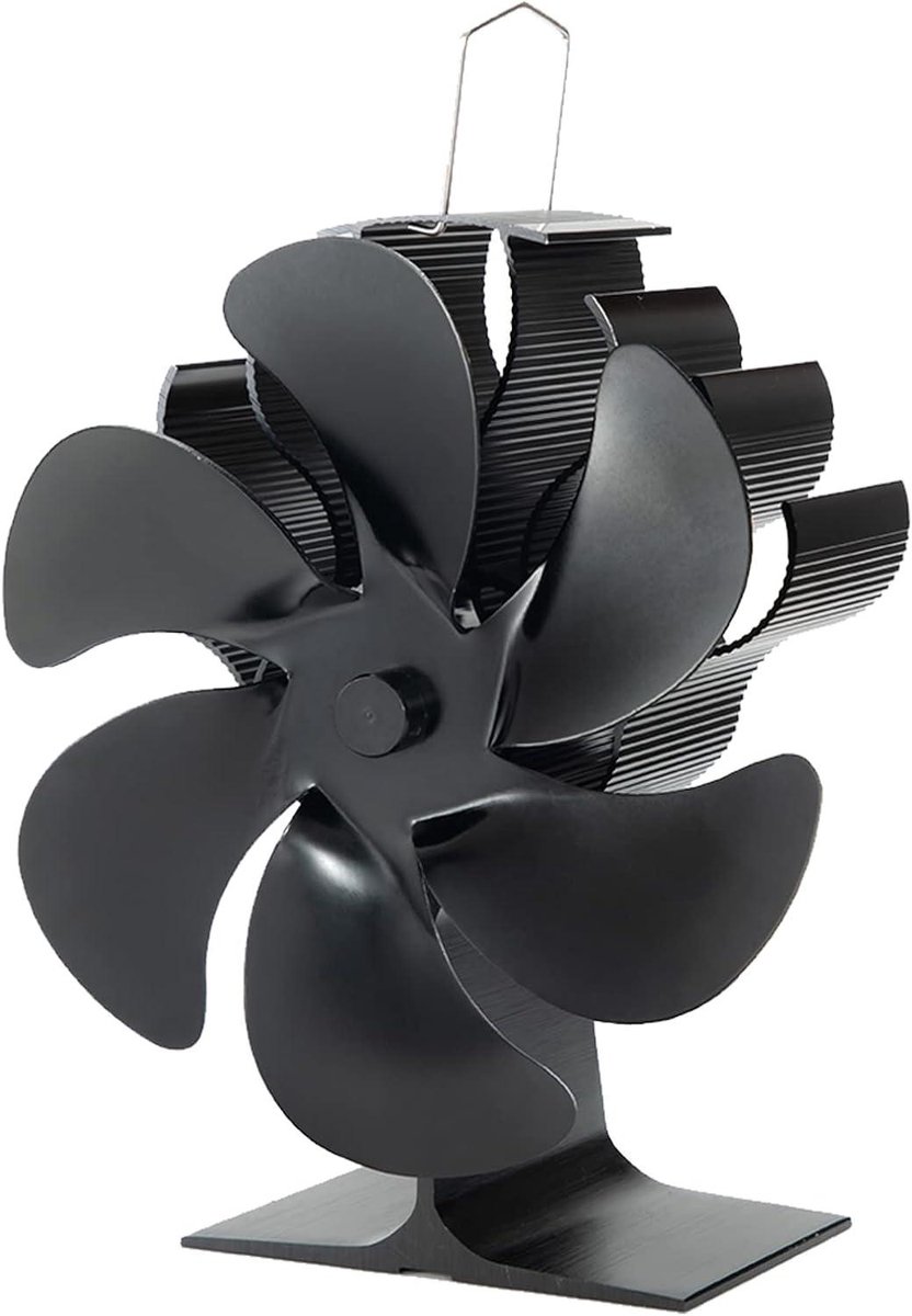 Houtkachel Ventilator - Warmte Circulator - Warmte Verspreiden - Zonder Stroom - 203CFM - Zwart