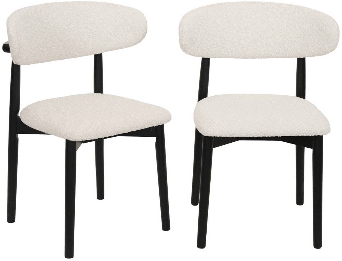 sweeek - Set van 2 stoelen rubberhout en bouclé bekleding - paola