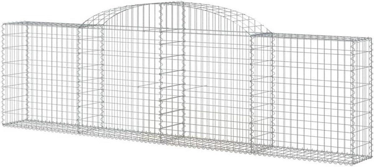 Schanskorven Hoge Boog - Tuinmuur Steenkorf - Tuin Decoratie - Verzinkt IJzer - 3 STK 200x30x40/60 - Zilver