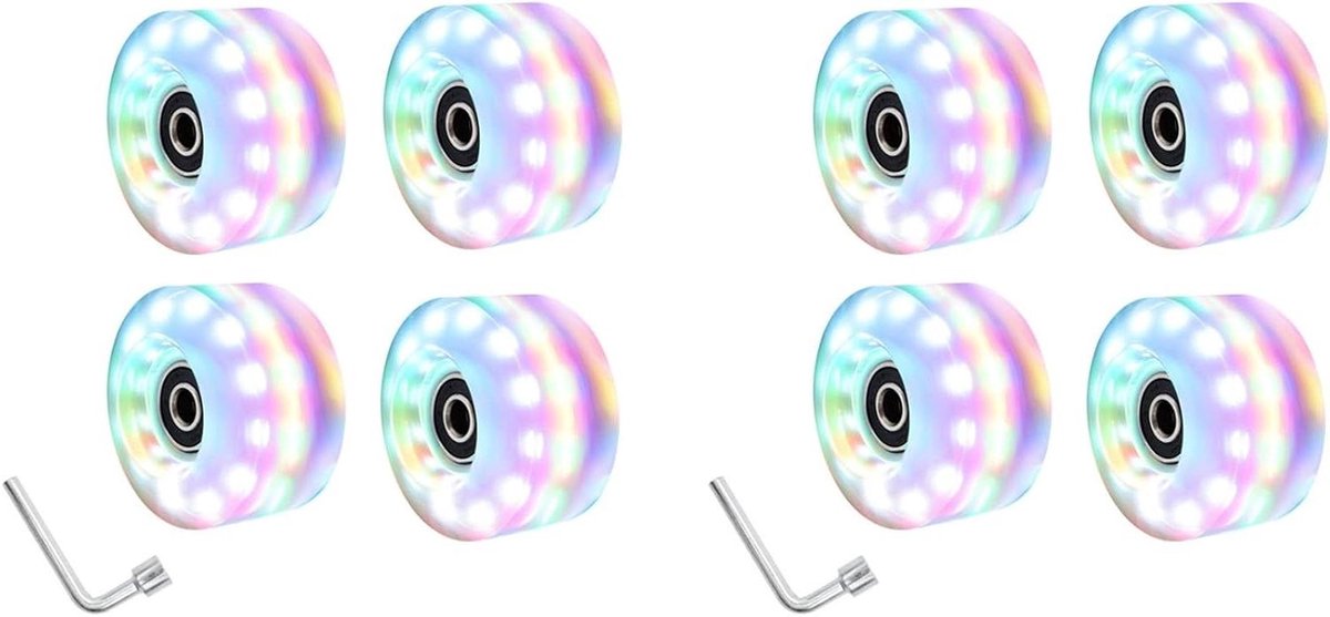 Rolschaatswielen Set Lichtgevende Wielen Buiten Skaten Fel Licht Effect 8 Stuks 58mm Kleurrijk
