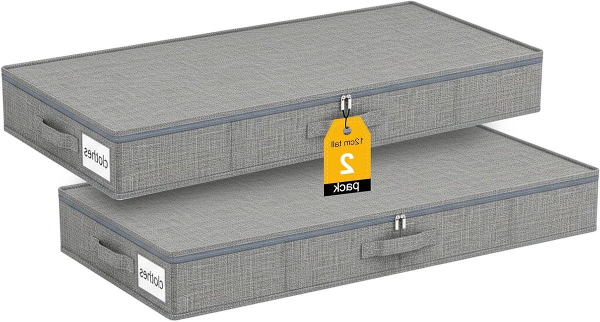 Set van 2 Opvouwbare Opbergdozen Onder het Bed Plat met Deksel