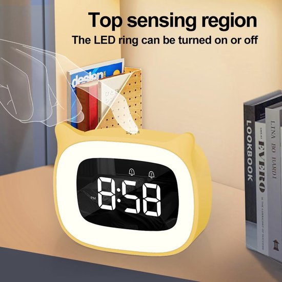 Children's Digital Alarm Clock, Dual Alarm Clock with Light, Digital, Cute Cats, Children's Alarm Clock, Bedside Light, Snooze Function, 18 Music, 5 Brightness Modes, Time Controlled Night Light, Alarm Clock — afbeelding 3