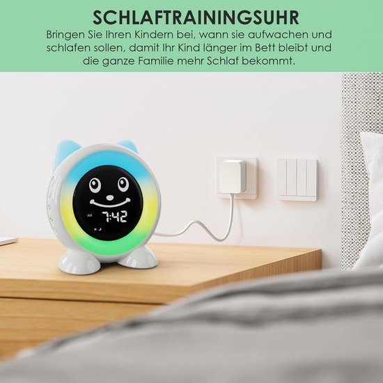 Children's Alarm Clock, Children's Sleep Trainer, Children's Alarm Clock, Digital Light Alarm Clock with 11 Colours Night Light | Timer | Snooze Function | Gift for Girls and Boys, Cat Alarm Clock — afbeelding 5