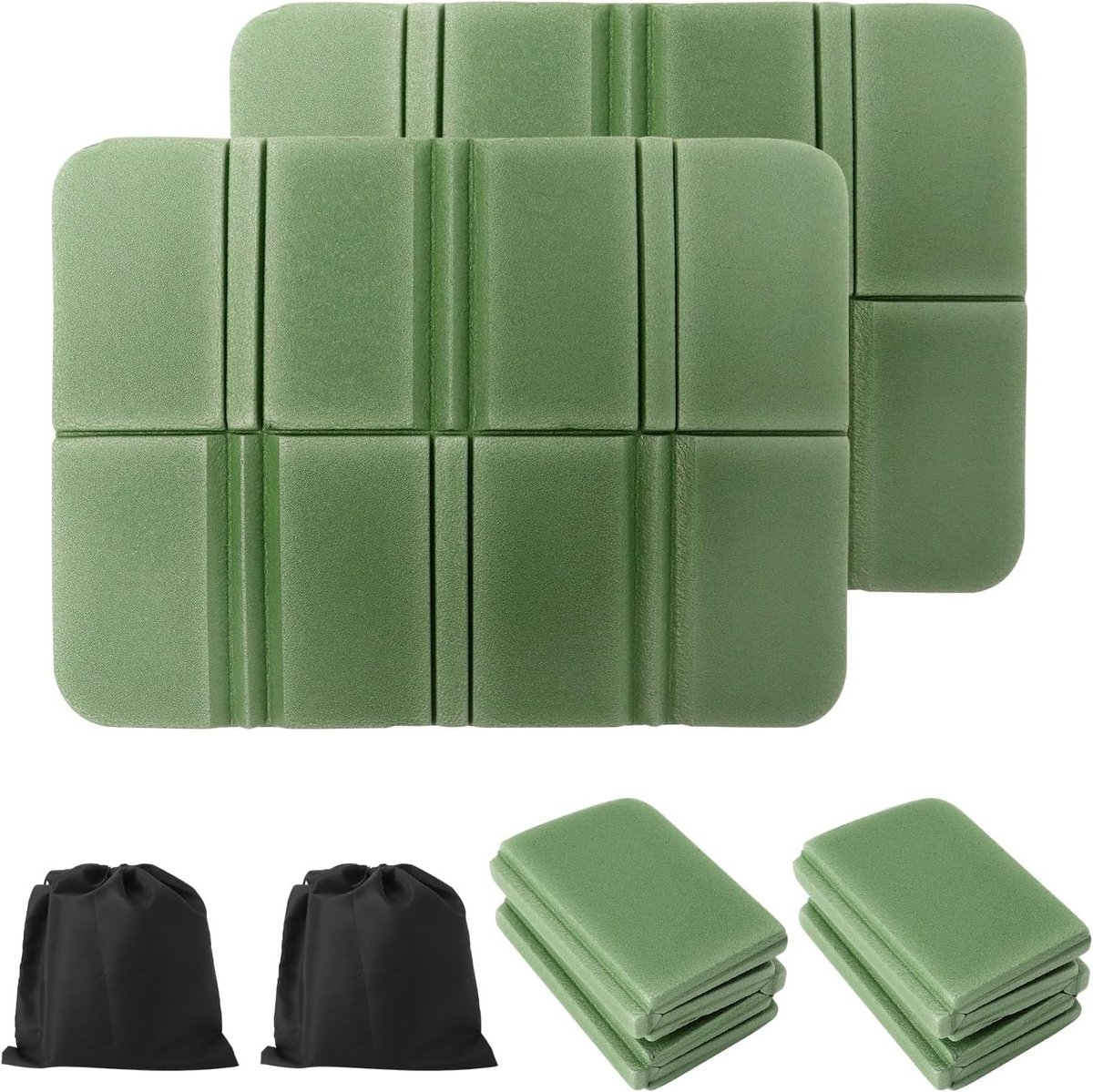 Vouwbare Zitkussens Set van 2 voor Buiten - Weerbestendige, Geïsoleerde Kussens met Opbergtas - Lichtgewicht Accessoire voor Kamperen, Picknicken en Sportevenementen
