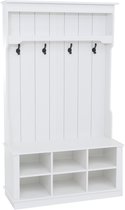 Garderobekast MCW-P26, halgarderobekast, houten garderobekast met zitbank, 4 haken, opbergvak, melamine, 170 x 100 x 39 cm ~ wit