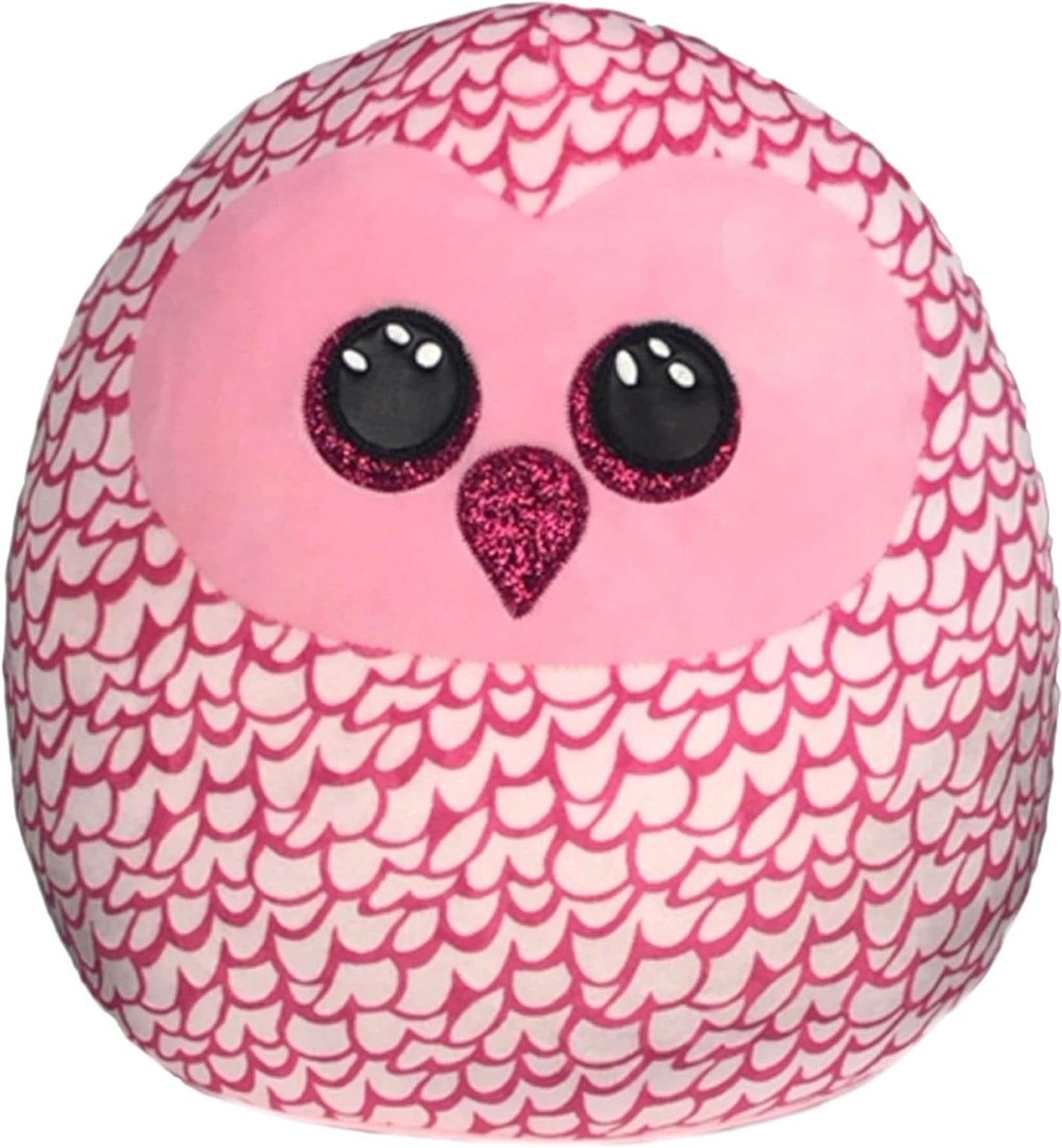 Pluche Kussen Uil - Knuffelkussen Dier - Kinderkamer Decoratie - Zachte Stof Glitter Oogjes - 31 cm - Roze