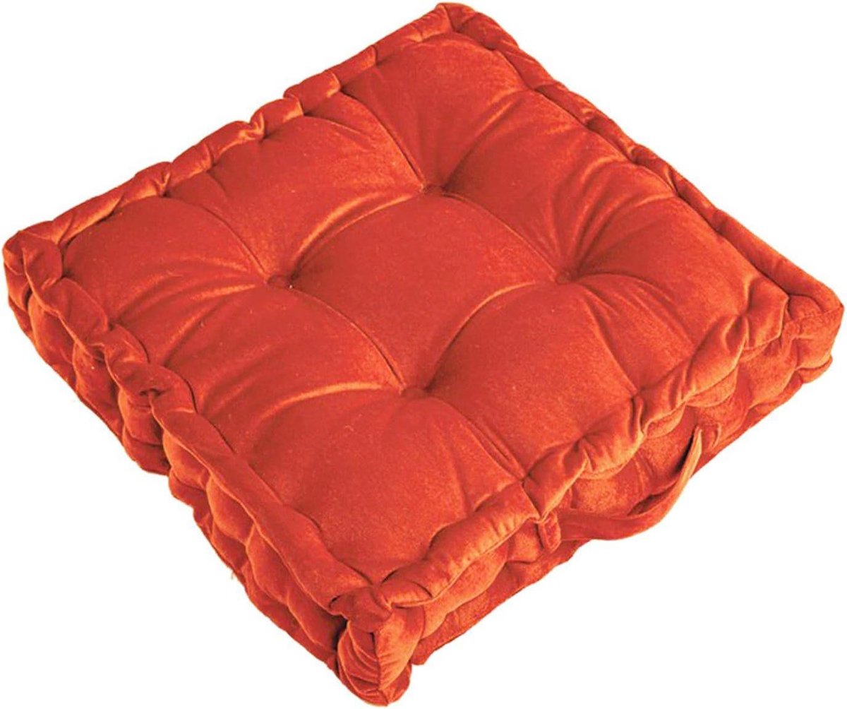 Vloerkussen Vierkant - Zacht Zitkussen - Ontspannen Zitten - Comfortabele Dutch Velvet - 38x38x8 cm - Oranje