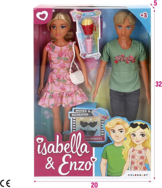 Poppen Filmdate Set - Speelgoed Poppen - Symbolisch Spel - Movable Limbs - 30 cm - Roze — afbeelding 5