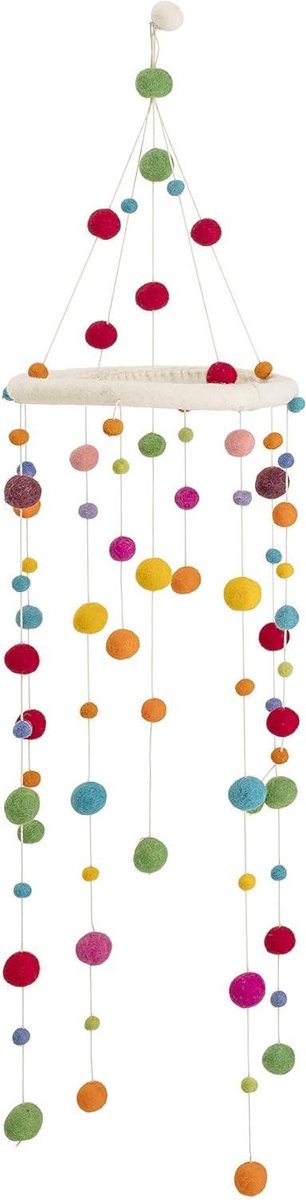 Houten Mobiel - Baby Mobiel - Babykamer Decoratie - Deens Design - Hoogte 95cm - Regenboog Kleuren