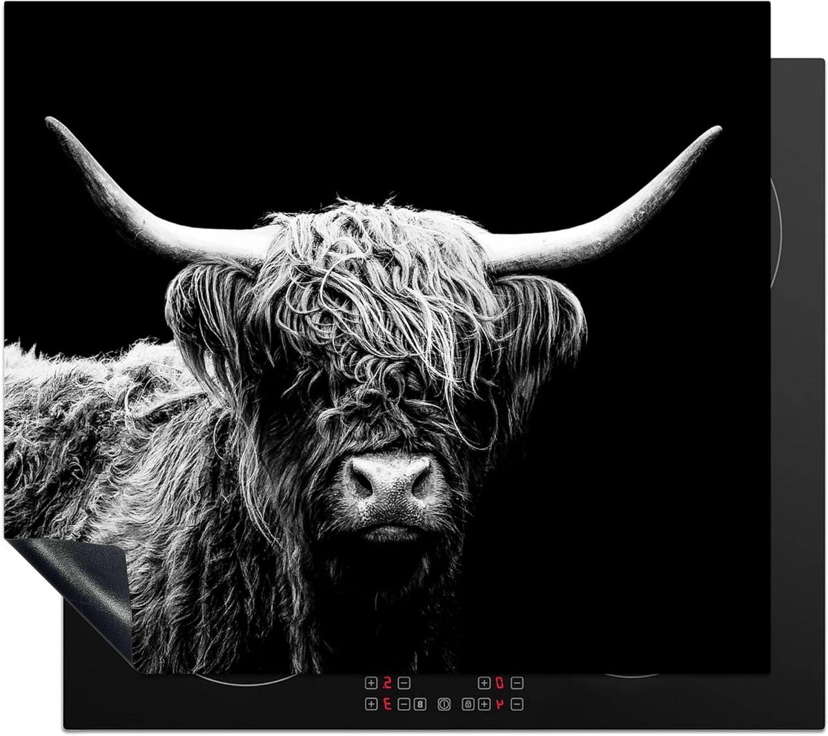 Inductie Beschermer - Kookplaat Afdekplaat - Keuken Decoratie - Unieke Foto Print - 60x52 cm - Schotse Koe
