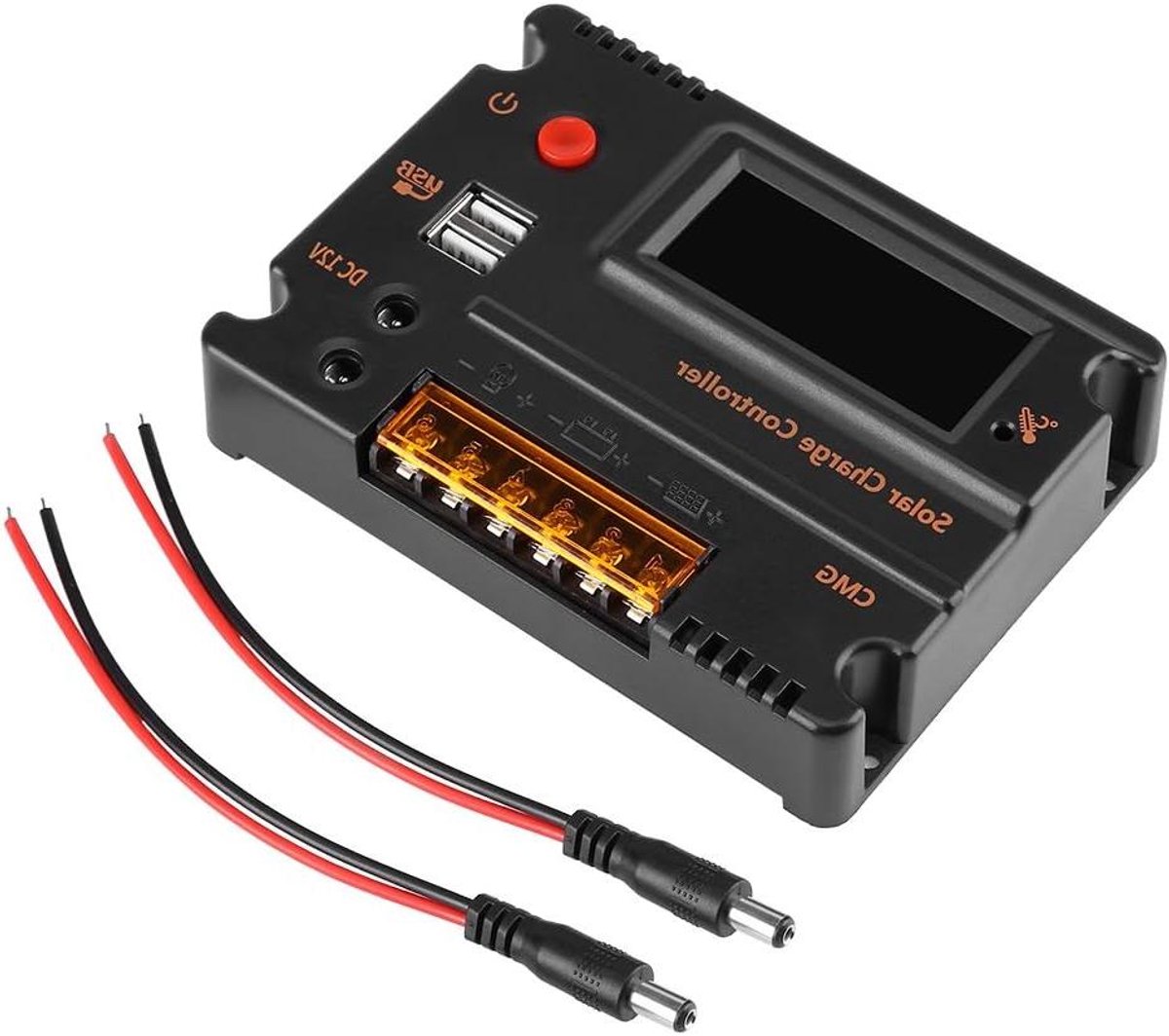 Zonnepaneel Laadregelaar - Solar Controller - Batterij Opladen - Dubbele USB Output - 10A 24V - Zwart Grijs Bruin