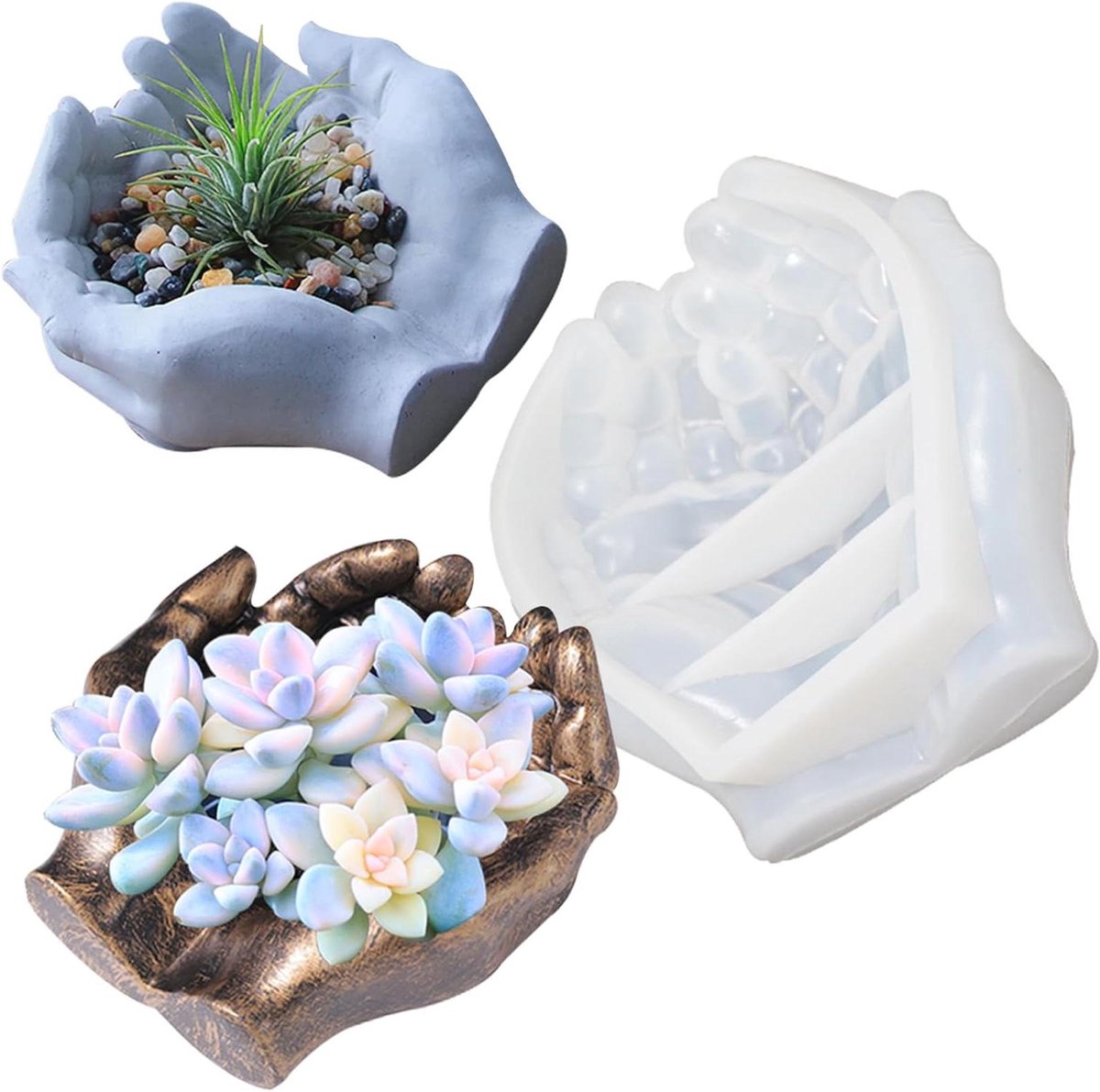 Grote Hand Vorm Mal - Bloempot Cement Mal - DIY Decoraties Maken - Flexibel Siliconen Materiaal