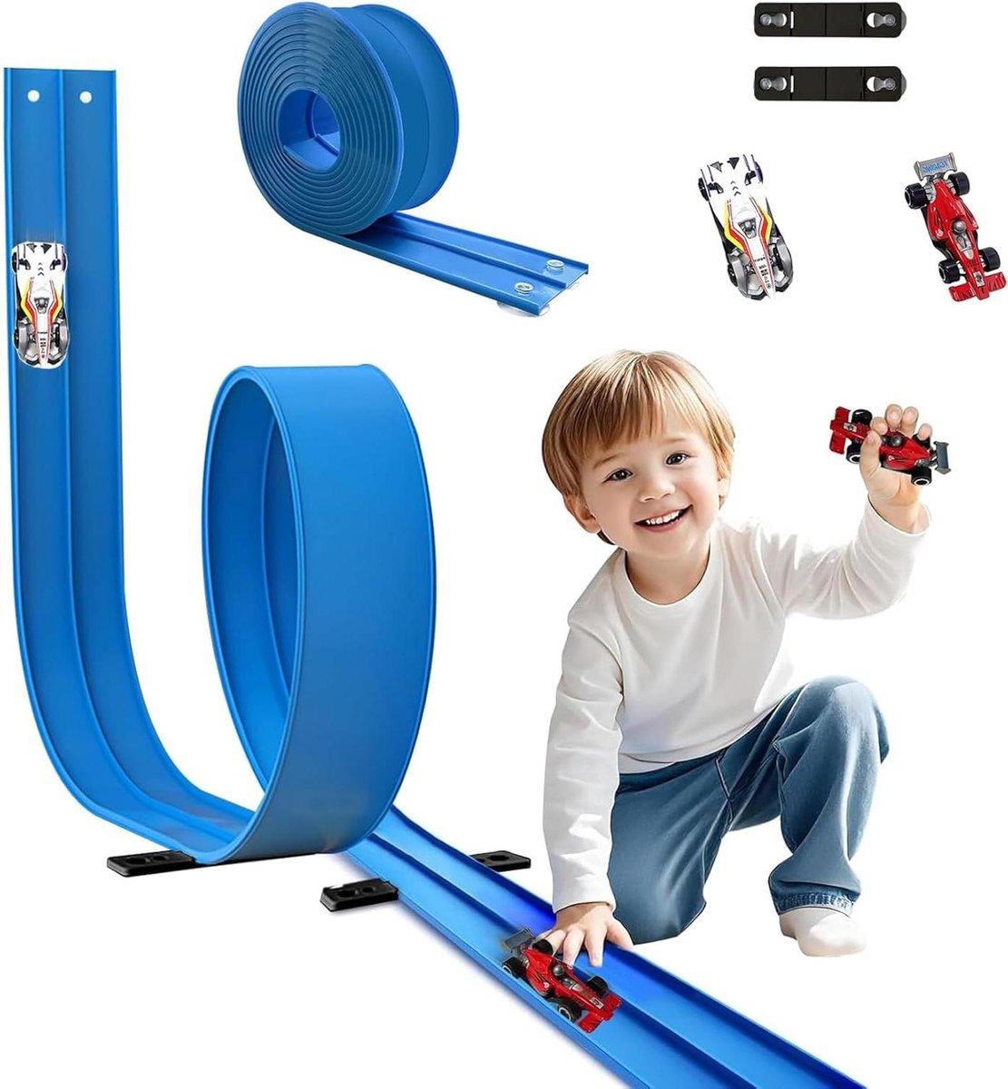 Flexibele Racebaan - Dubbele Racebaan - Kinderen Spelen - Met Zuignappen - 450 cm