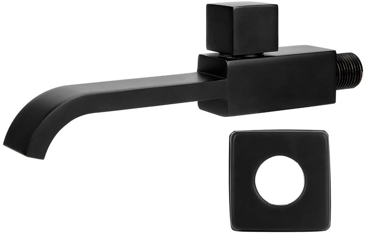 Allecto - Water Tap - Wandmontage Wastafel Kraan - Mat Zwart - Koud Water Tap - Badkamer Accessoires - Geschikt voor Badkamer en Keuken