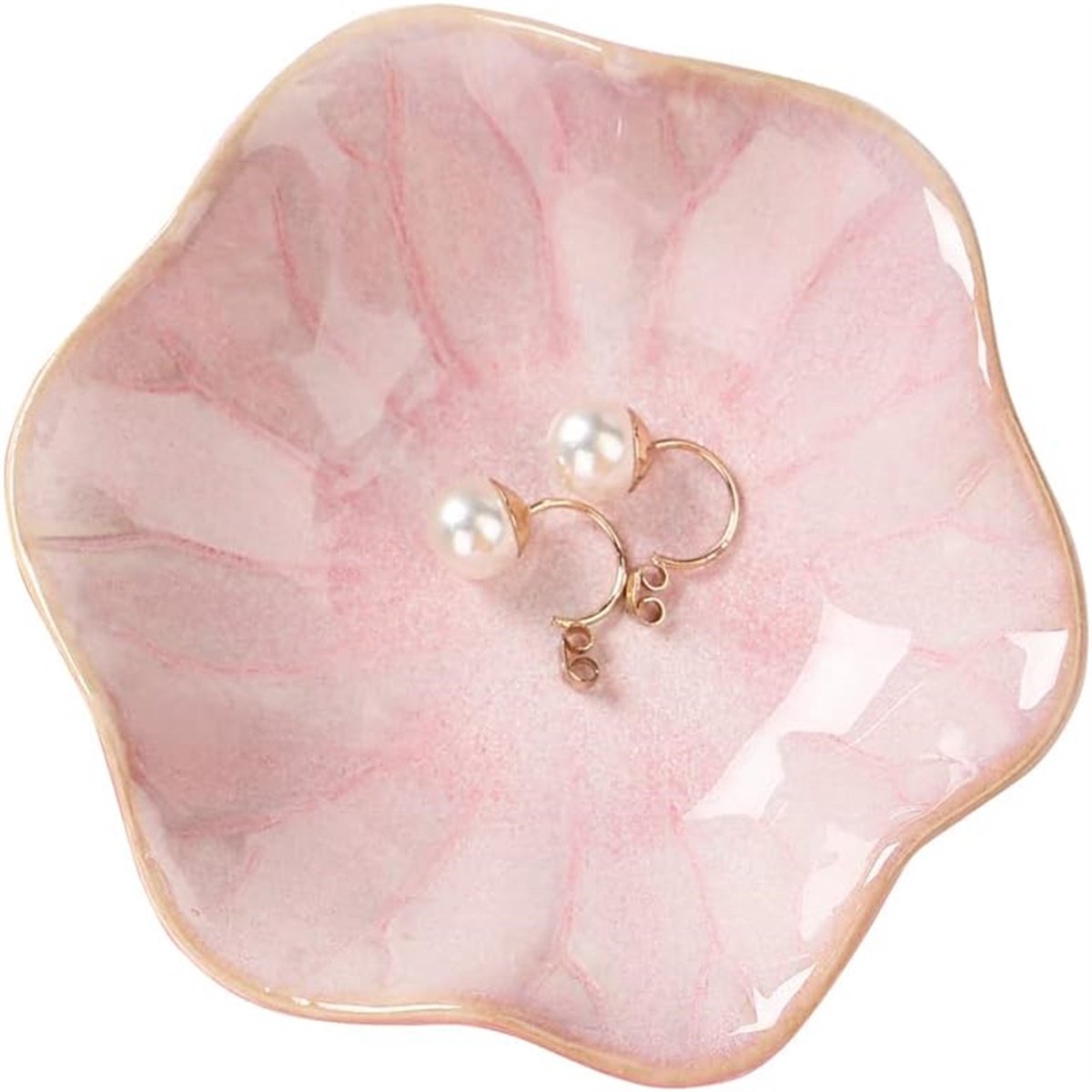 carmdering - Keramische Sieradenschaal - Ringhouder Bakje - Sieraden Organizer - Waterbestendig Ontwerp - Krasvrije Bodem - Duurzaam Keramiek - Lotusblad Vorm - Veelzijdige Decoratie - 1 Stuk-roze