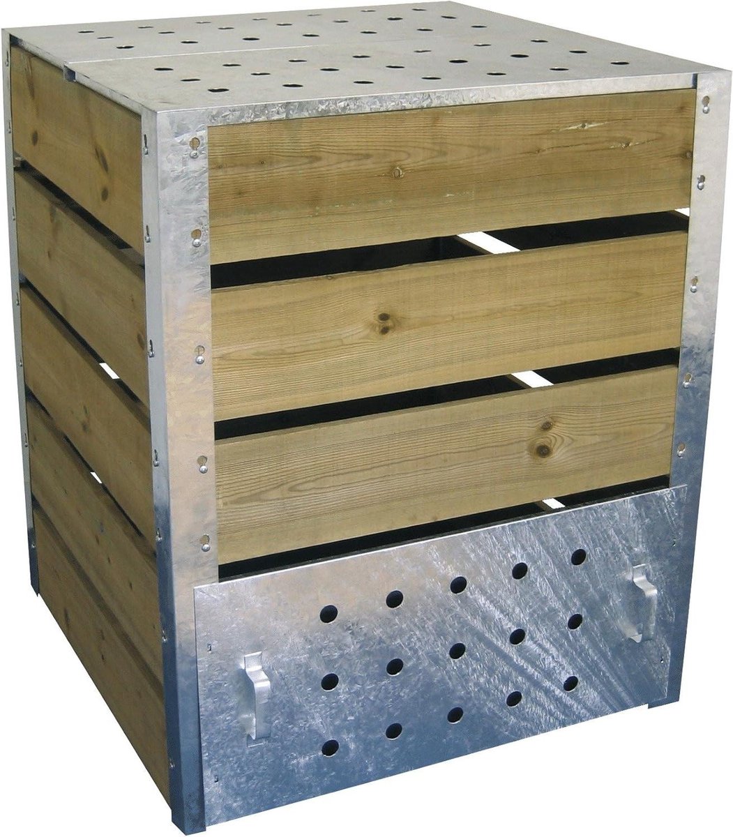 Compostsilo - Compostbak - Afval Verwerken - Hout Staal Structuur - 470 Liter - Houtkleurig