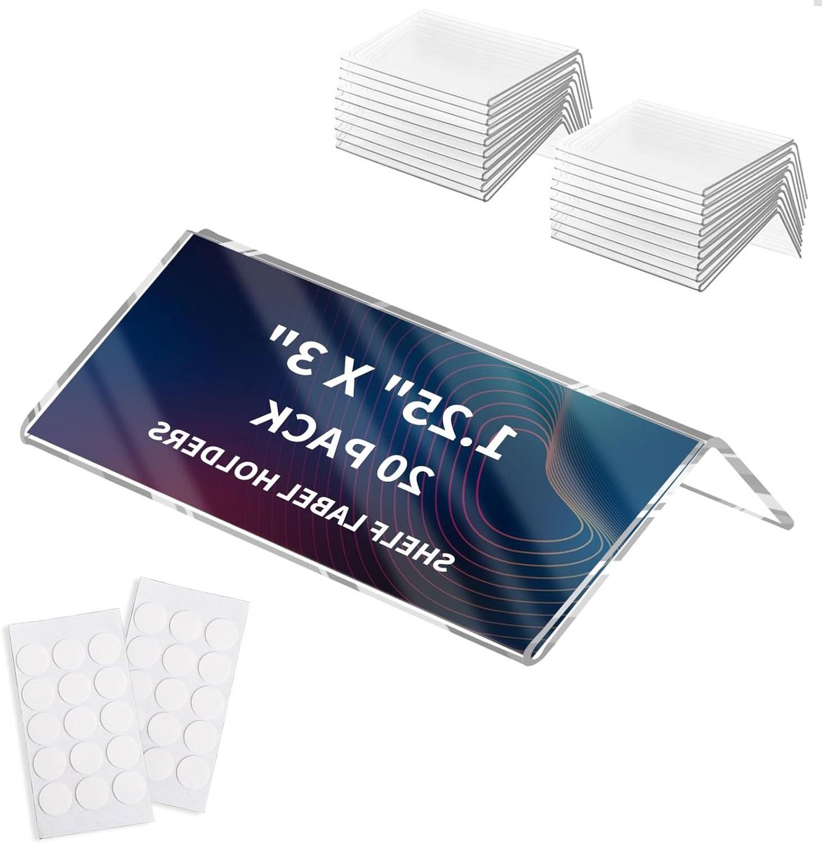 Acryl Labelhouders - Plank Labels - Etiketteren van Producten - Drie Gebruiksmogelijkheden - 1.25x3 inch - Transparant