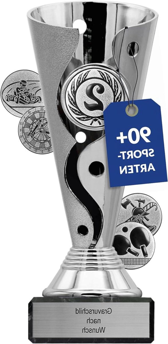 Beker met Gravure - Trofee Onderscheiding - Prijsuitreiking - Individueel Vormgegeven - 15.5 cm - Zilver