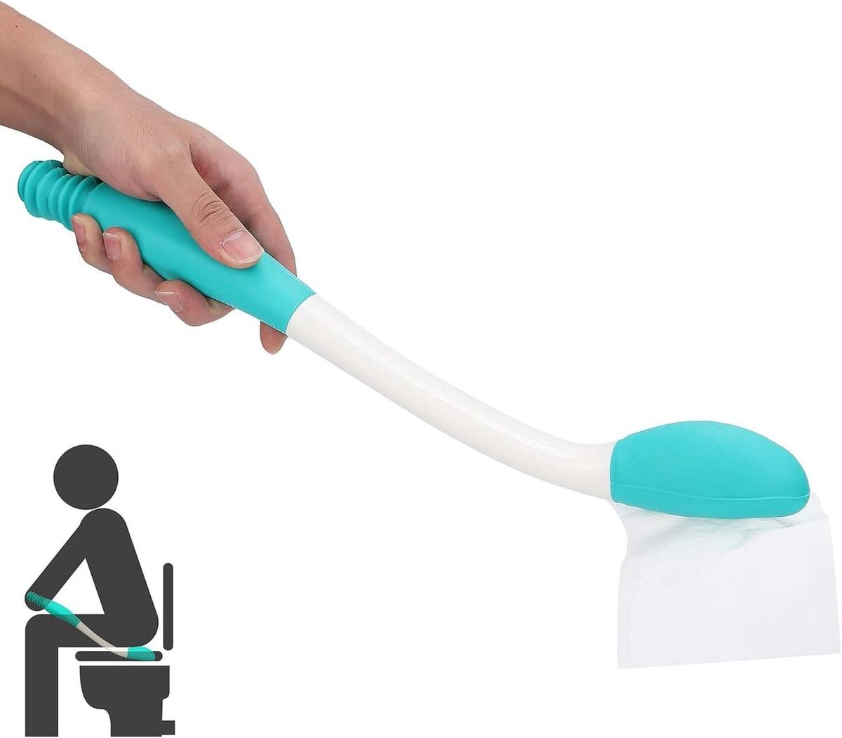 Toiletpapier Hulpmiddel - Bodemwiper Zelfreinigend - Persoonlijke Hygiëne - Ergonomische Handgreep - 38 cm - Zwart