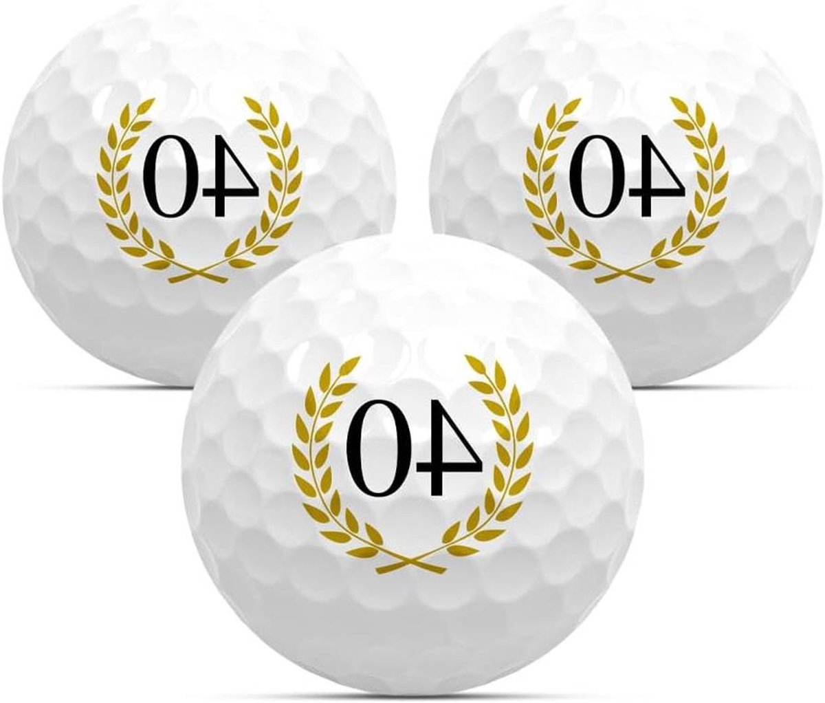 Golfballen Set - Golfcadeau Verjaardag - Cadeau Geven - Bedrukt met Cijfer - 3 stuks - Wit