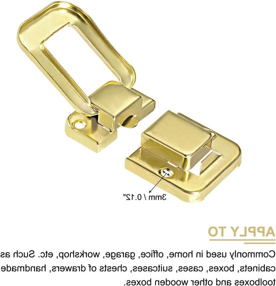 Tilt Lever Clasp 38mm x 25mm - 4 Stuks IJzeren Reel Locks voor Kasten, Dozen en Cases in Gouden Kleur — afbeelding 3