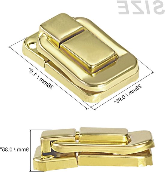 Tilt Lever Clasp 38mm x 25mm - 4 Stuks IJzeren Reel Locks voor Kasten, Dozen en Cases in Gouden Kleur — afbeelding 5