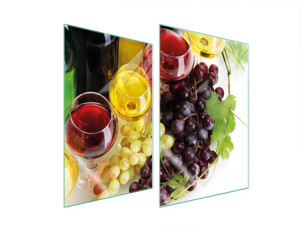 TMK ArtDeko - Kookplaat Achterwand - Glas - 35x52 cm - Wijnmotiv