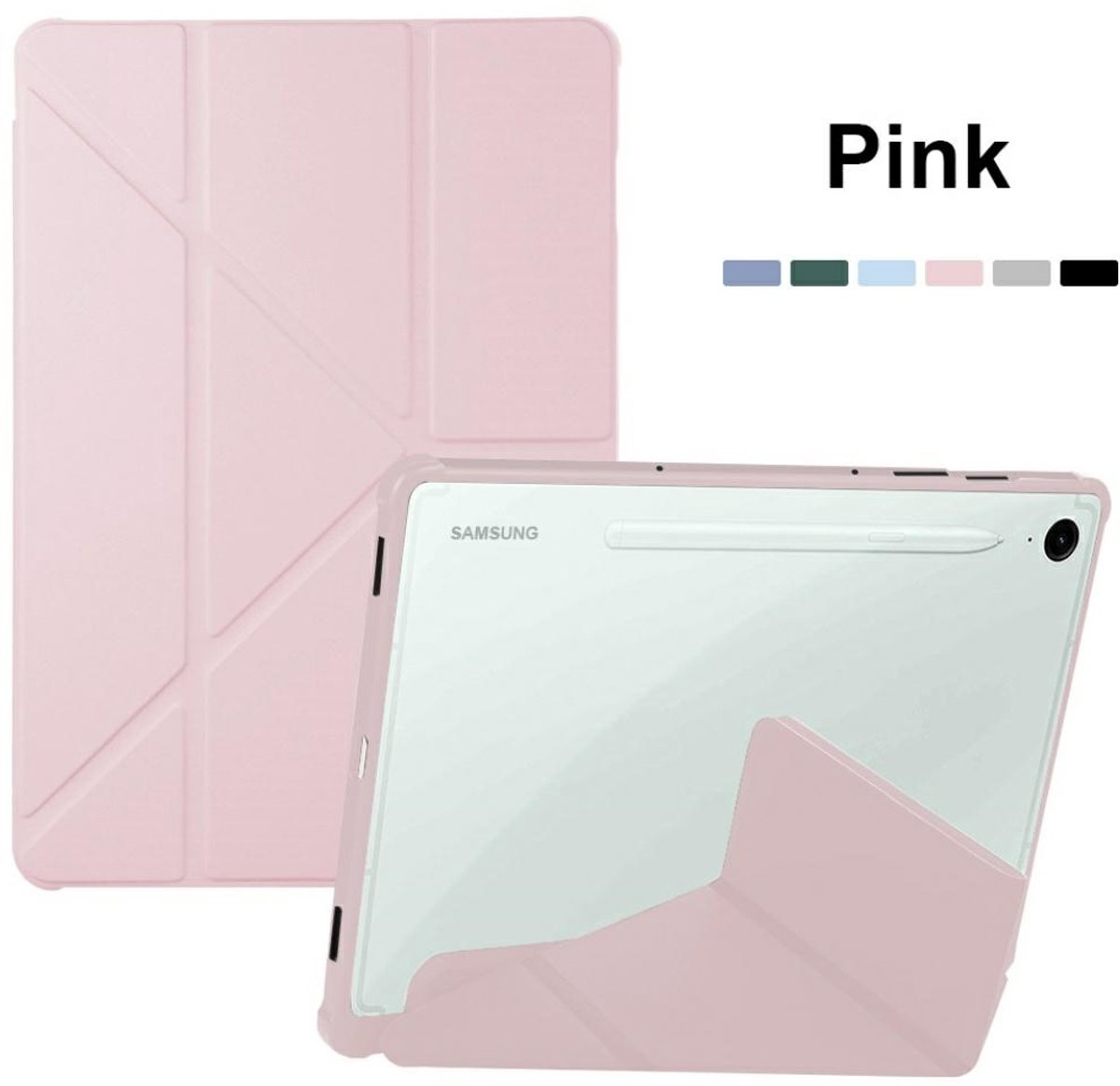 Merkloos Samsung Galaxy Tab S10 Ultra - Tablethoes - Różowo-piaskowy - Inclusief Standaard
