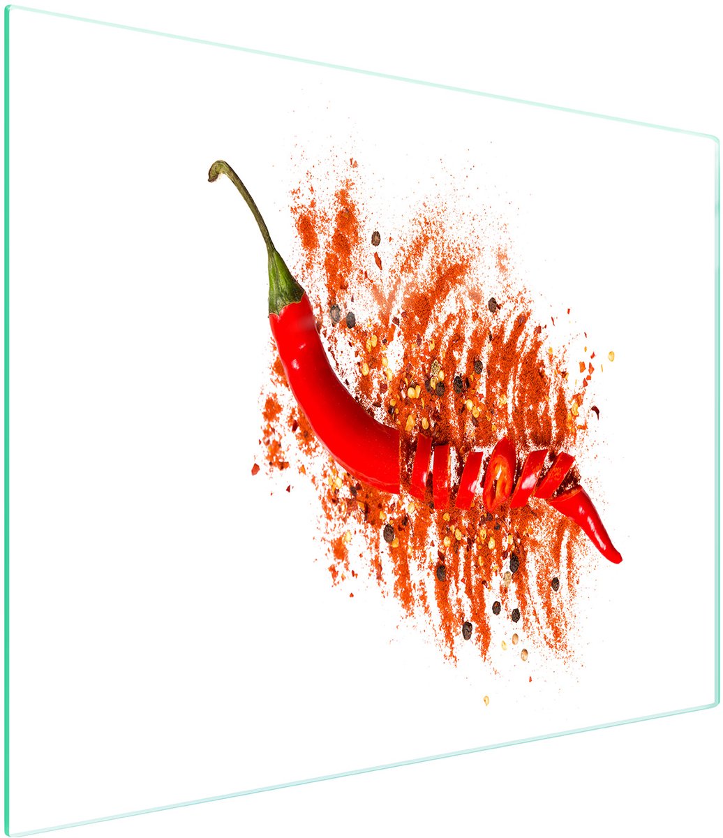 TMK ArtDeko - Snijplank van Glas - 52x30 cm - Chilli - Antislip