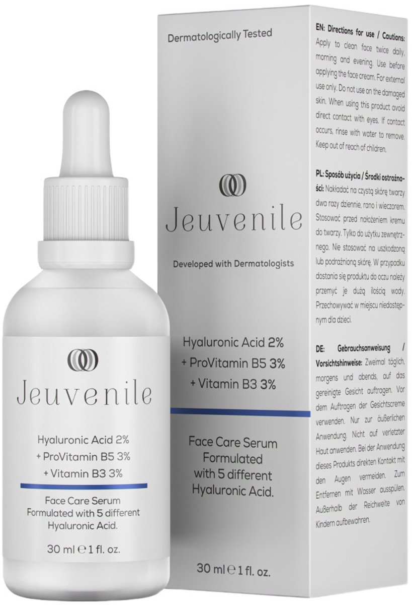 Jeuvenile Hyaluronzuur Gezichtsverzorgingsserum, Formule voor Intensieve Hydratatie en Anti-aging, Niet-vettig, Huidverzorging die de Hydratatie Stimuleert, Geschikt Voor Alle Huidtypes, 30 ml