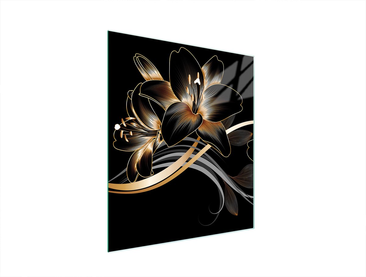 TMK ArtDeko Serie - Glazen Snijplank - 45x52 cm - Orchidee Motief - Veelzijdig en Modern