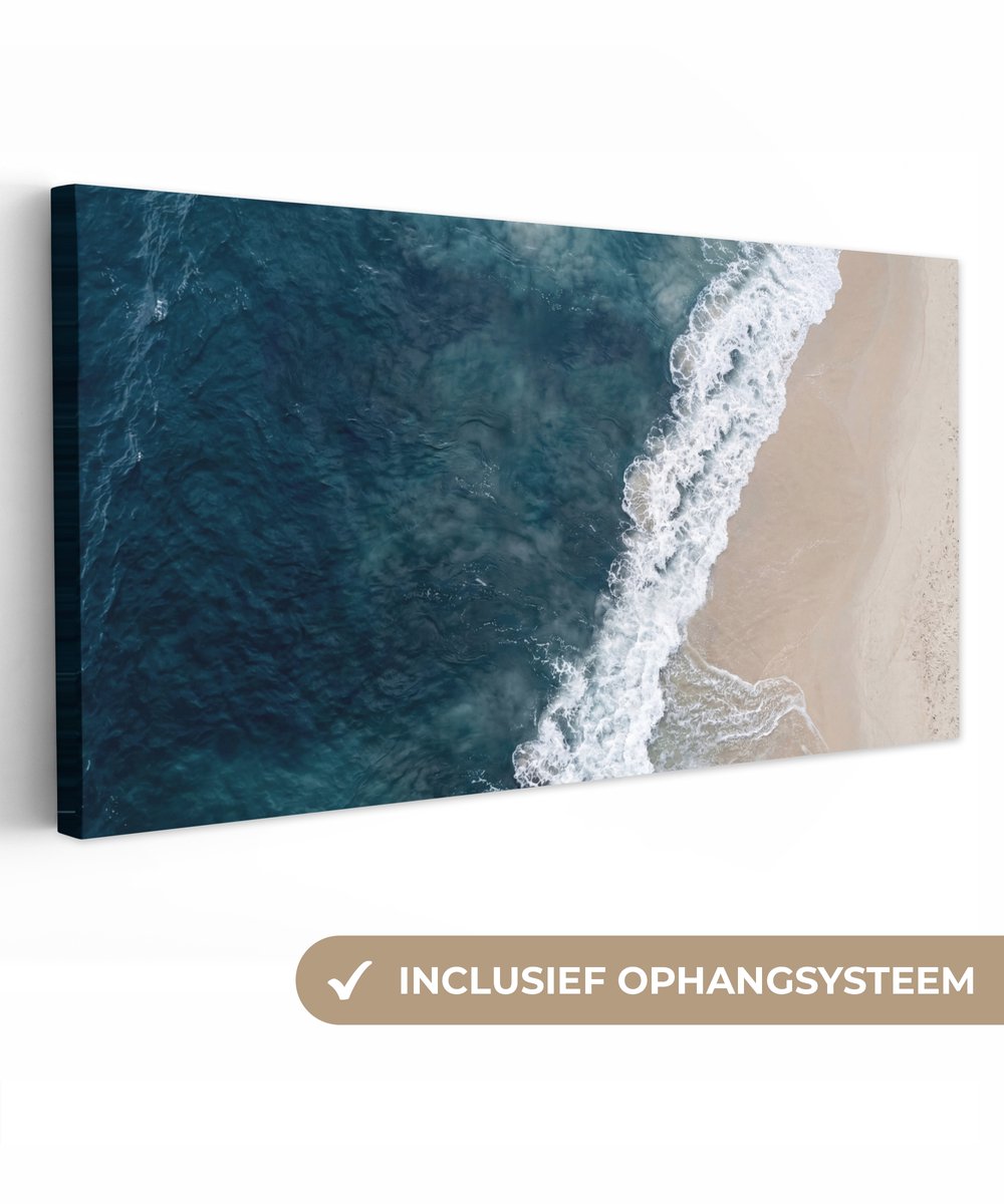 Canvas schilderij 160x80 cm - Exclusieve wanddecoratie Strand - Zee - Golven - Muurdecoratie woonkamer - Slaapkamer decoratie - Kamer accessoires - Schilderijen op canvas
