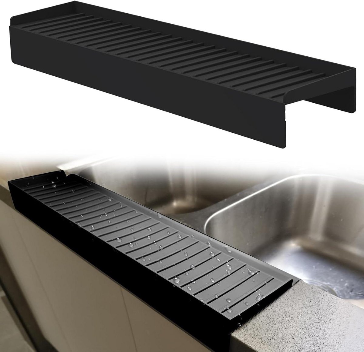 Silicone Randbescherming - Keuken Protector - Aanrecht Beschermen - 5 Graden Afschuining - 50 cm x 10 cm - Zwart