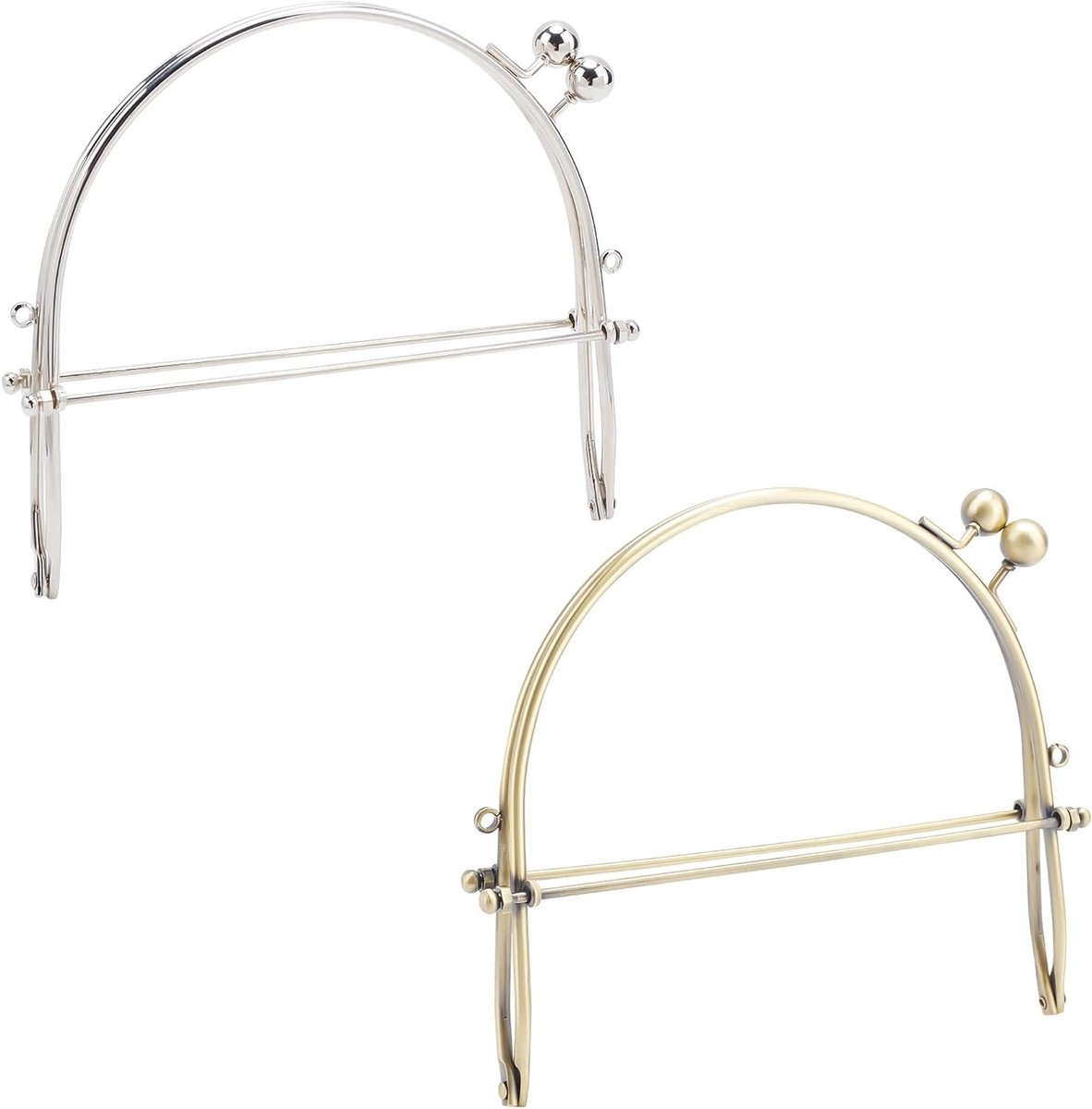 2 Stuks Retro Portemonnee Tasframes, U-vormige DIY Muntzak met Klinkslot en Handvat voor Handgemaakte Tas, Ideaal voor Naai- en Knutselprojecten, 6.5x5.7 inch