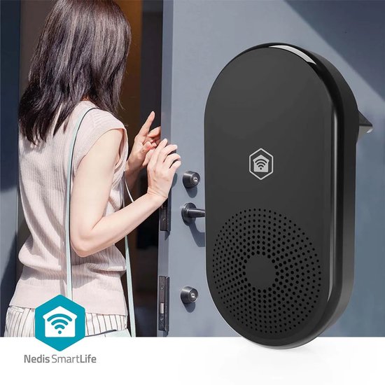 Nedis SmartLife Gong - RF, frequentie 433 MHz - Accessoire voor: WIFICDP11BK / WIFICDP21BK / WIFICDP31BK - Netvoeding - 55 melodieën - 110 - 240 V AC 50/60 Hz - Instelbaar volume - Zwart van Merkloos — afbeelding 5