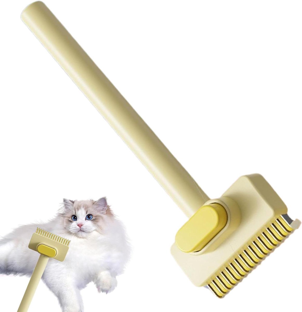 Katten Borstel - Haren Verwijderaar - Dagelijkse Reiniging - Drukknop Harenverwijdering - 177 cm - Wit