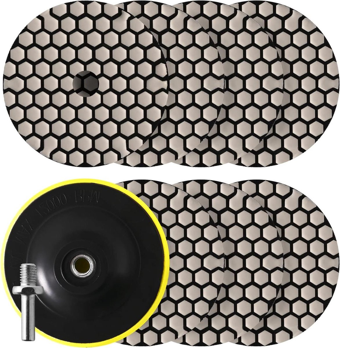 Diamant Polijstpads Set - Schuurschijven Beton - Steen Polijsten - Droog Polijsten - 4 inch - Grijs