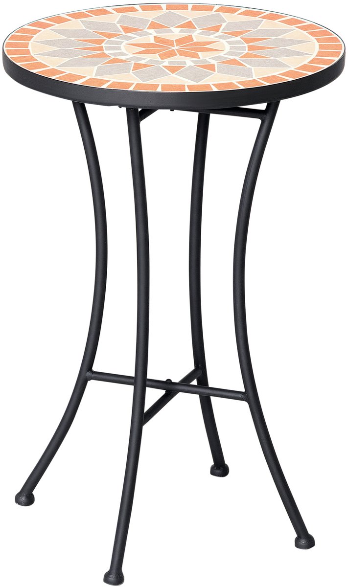 Bijzettafel/tuintafel Ø 35,5 cm, ronde, weerbestendige balkontafel in gaasstijl met mozaïe