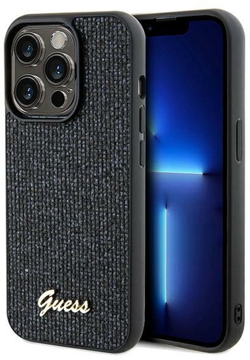 Guess Square Mirror Back Case - Geschikt voor Apple iPhone 14 Pro Max (6.7") - Zwart