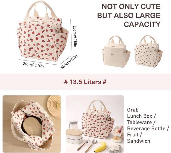 Tas-Picknicktas-Luxe Corduroy Lunchtas - 12L Grote Capaciteit Koeltas - Geïsoleerde Lunchbox Tas voor Dames en Heren - Thermische Bento Tas voor Werk, Picknick en Reizen - 26x18.5x25 cm - Modern Vierkant Ontwerp — afbeelding 2