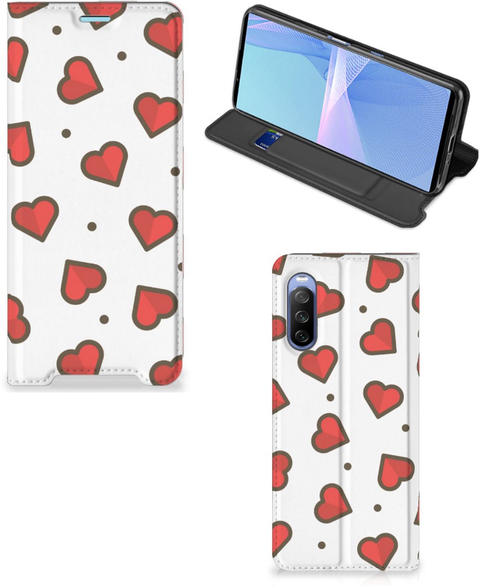 Sony Xperia 10 III Hoesje met Magneet Hearts