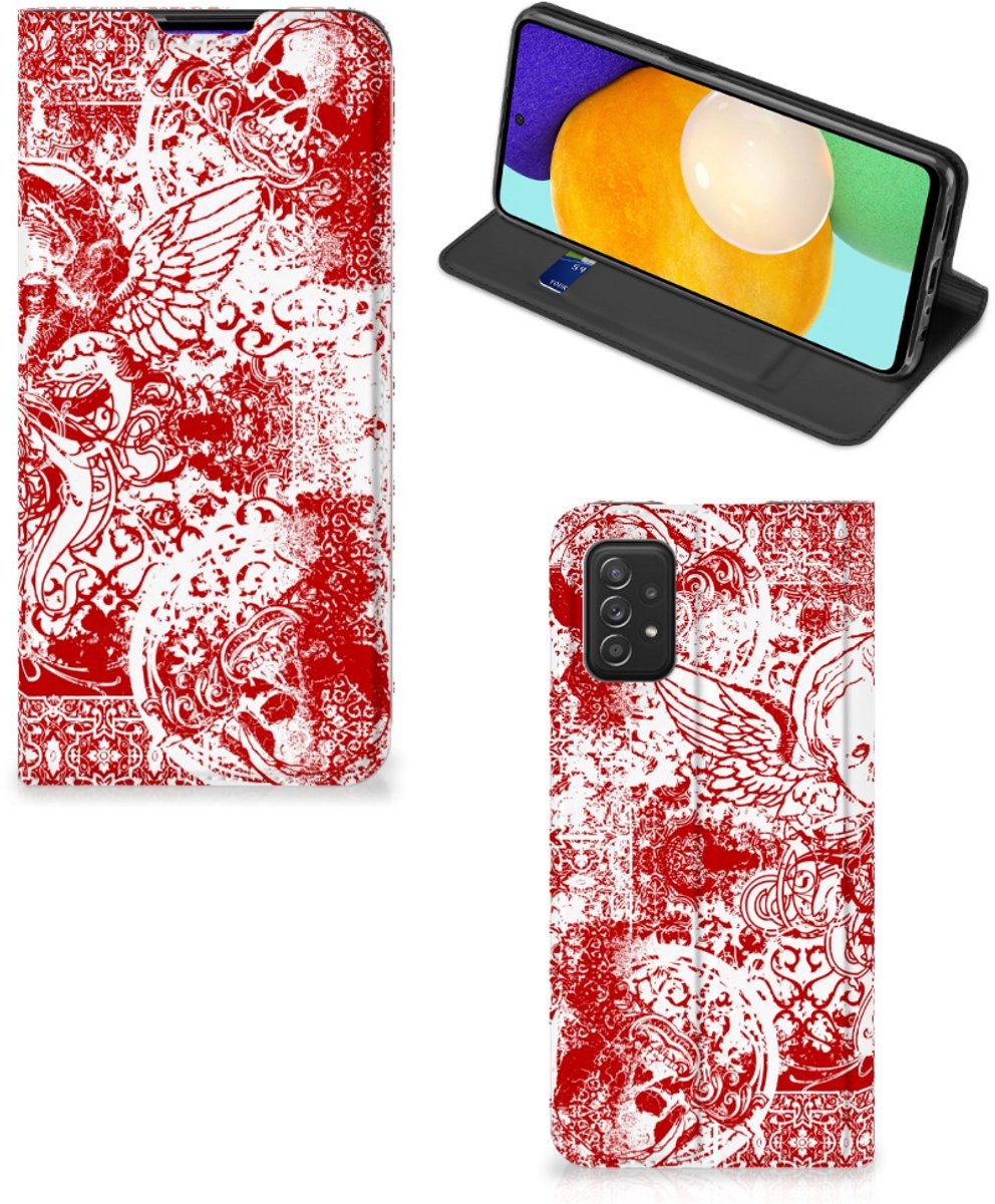 Mobiel BookCase Samsung Galaxy A03s Angel Skull Rood