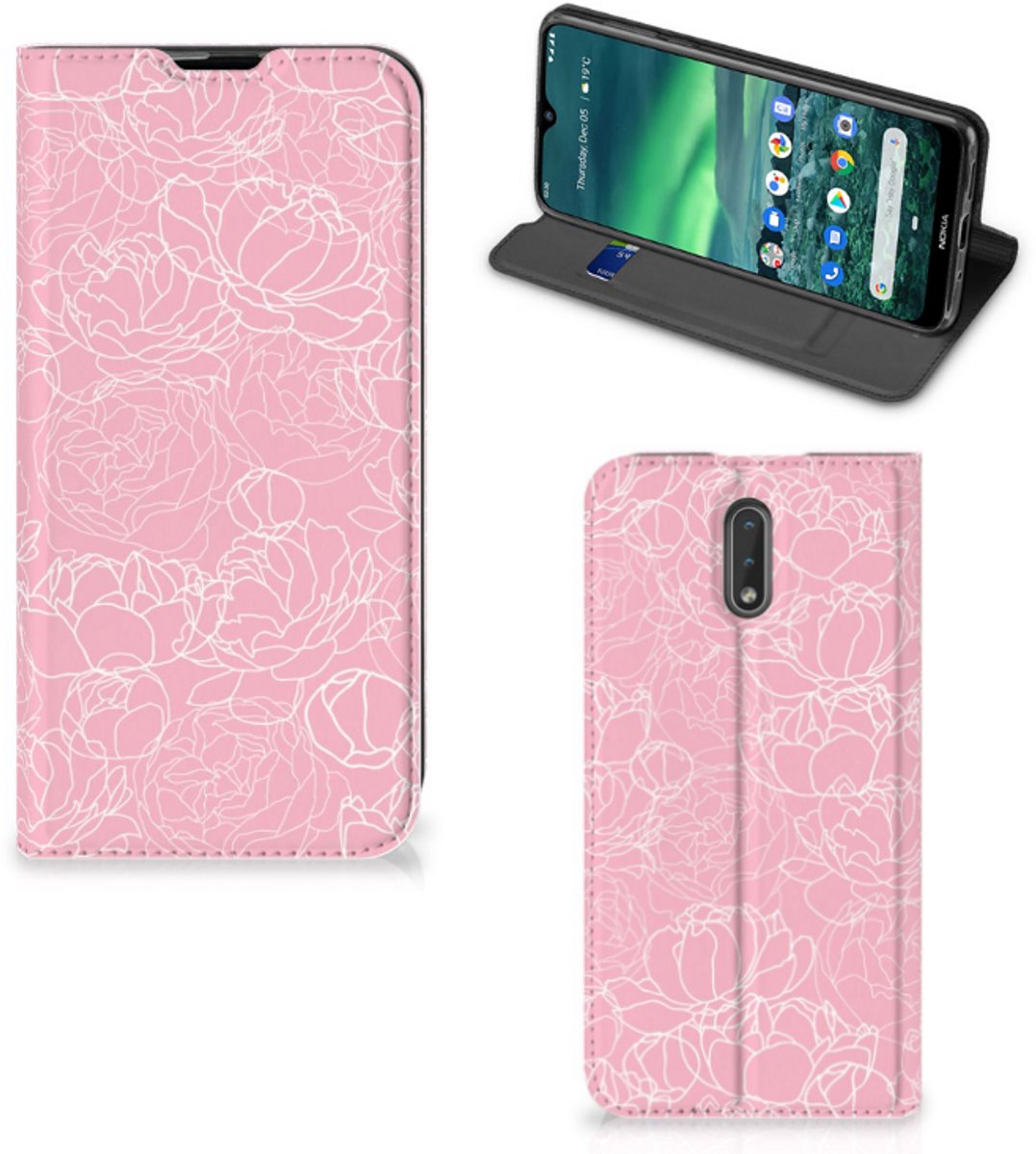 Nokia 2.3 Smart Cover White Flowers