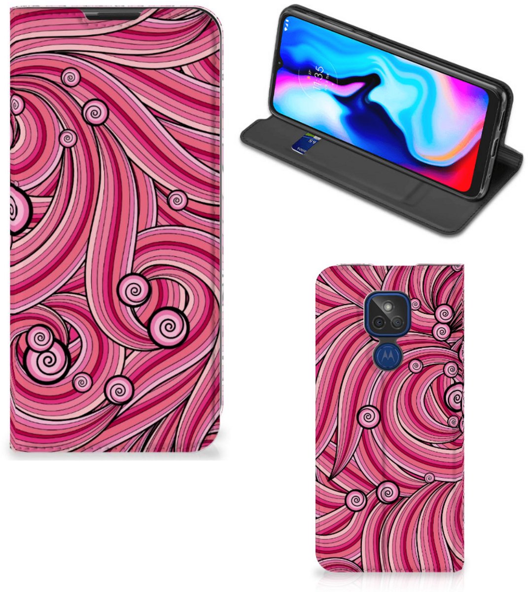 Motorola Moto G9 Play Bookcase Swirl Pink